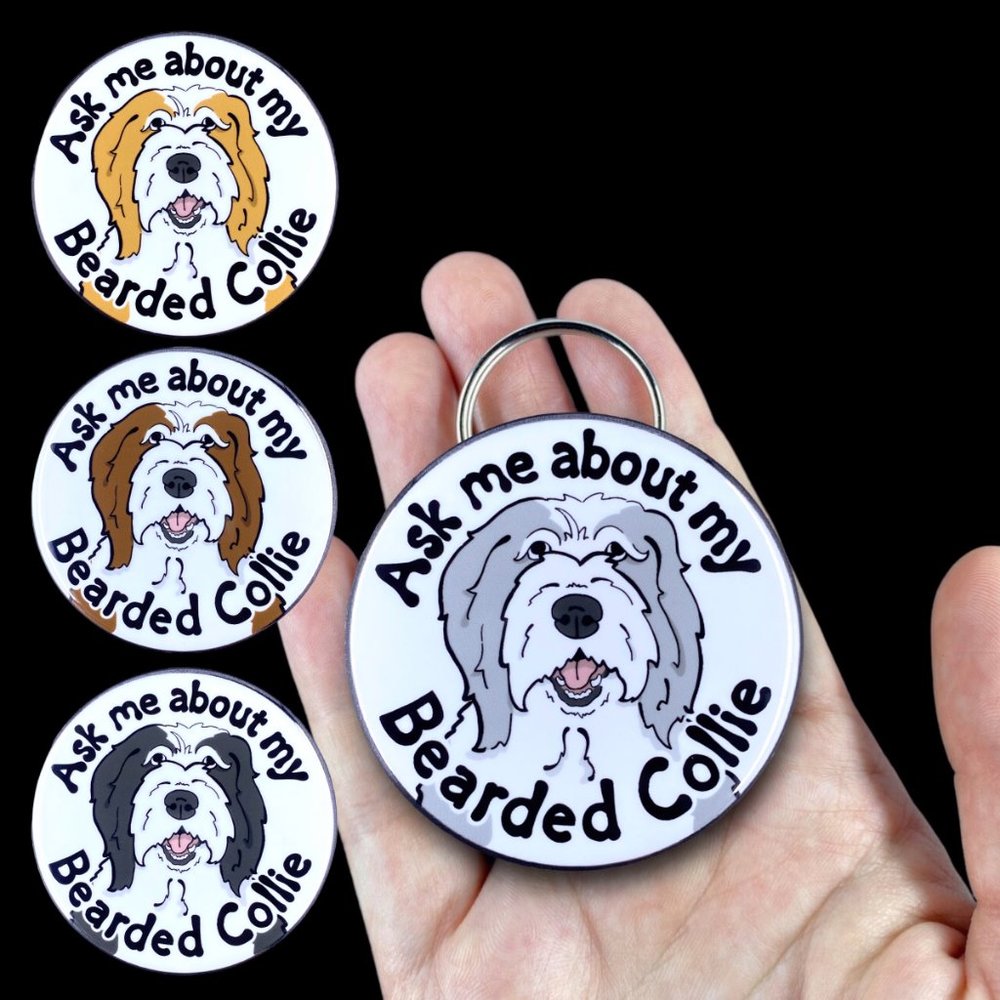 Bearded Collie Dog Bottle Opener Keychain Accessories 2.25"